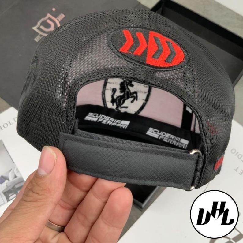 Nón Kết Lưới Mềm Thêu Logo Ferrari Đen Full Tem Thời Trang Cao Cấp Nam Nữ