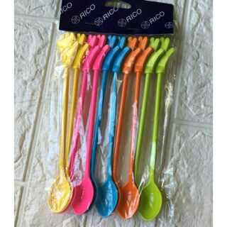 Sỉ 50 chiếc thìa nhựa màu khuấy sinh tố hình bàn tay ngộ nghĩnh