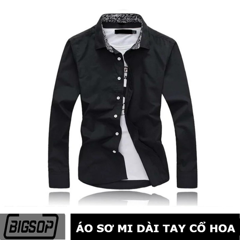 [Flash sale] Áo Sơ mi dài tay BIGSOP cổ hoa các màu HOT