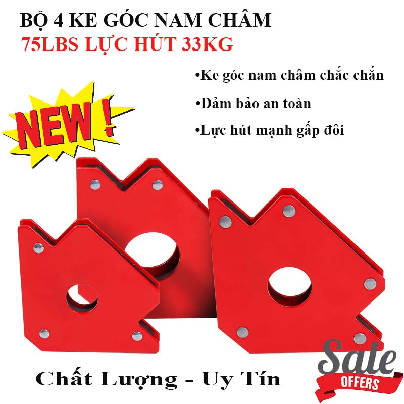 Bộ 4 ke góc nam châm 75LBS lực hút 33KG, Lực hút mạnh mẽ