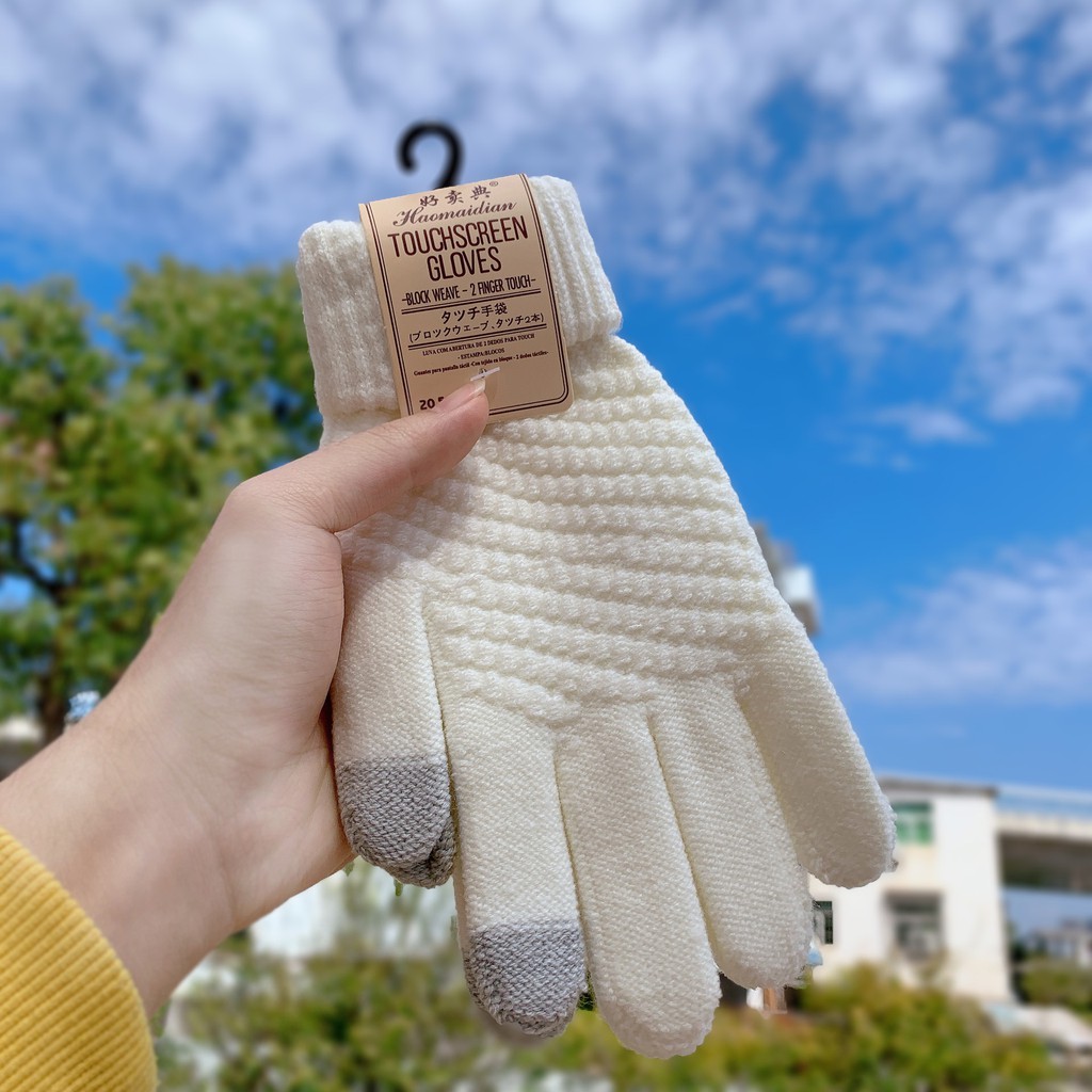 Găng Tay Len (Bao tay len) Dày Màu Trơn Giữ Ấm Thiết Kế Ngón Tay Chạm Màn Hình Cảm Ứng - Touchscreen Gloves - Mã GT000