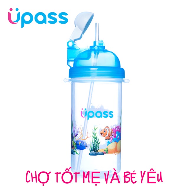 BÌNH UỐNG NƯỚC NẮP BẬT ỐNG HÚT MỀM UPASS 420ML/500ML