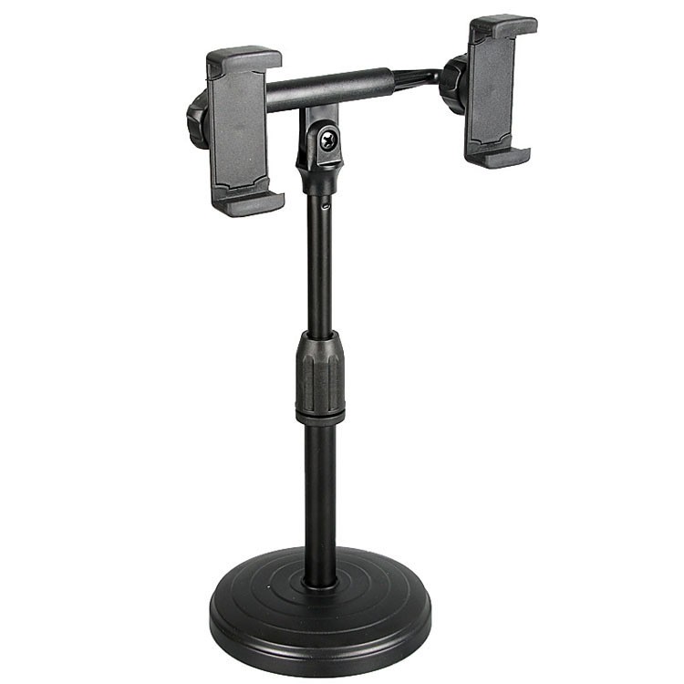 Giá đỡ điện thoại Microphone Stands chữ T dành cho Streamer, Livestream chuyên nghiệp kẹp được 2 điện thoại cùng lúc
