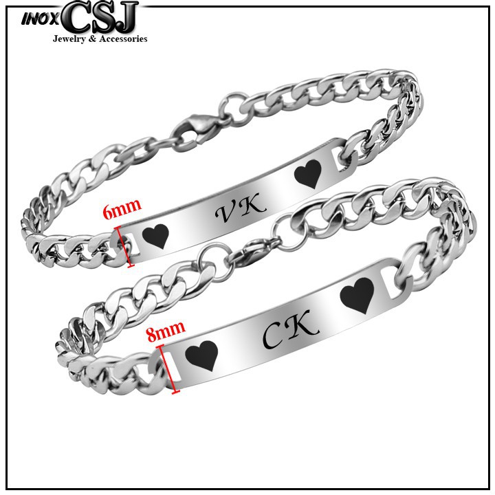 Lắc tay cặp đôi inox vk ck đẹp ý nghĩa không đen Pitaca