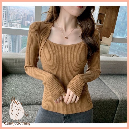 [Hàng Cao Cấp Có Ảnh Thật] Áo Len Tăm Dài Tay Chất Liệu Len Nhân Tạo Cap Cấp Cendy Clothing - CD015