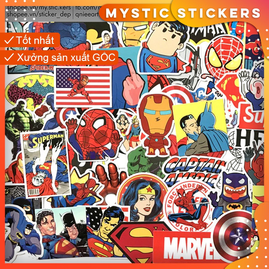 [SIÊU ANH HÙNG MARVEL COMIC#2] 50 Sticker chống nướcl dán laptop vali xe mũ bảo hiểm nhà cửa ...