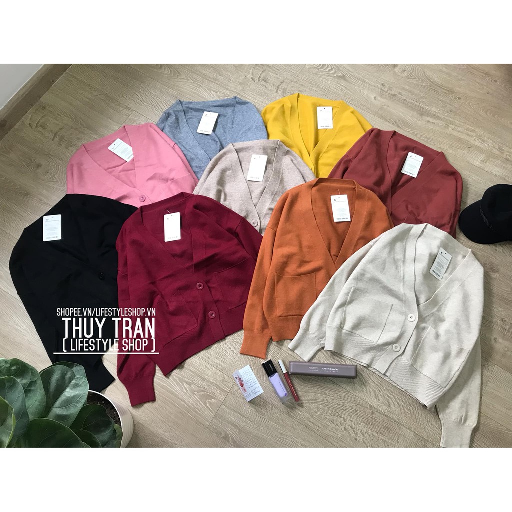 @Áo khoác len Cardigan 2 túi cổ V