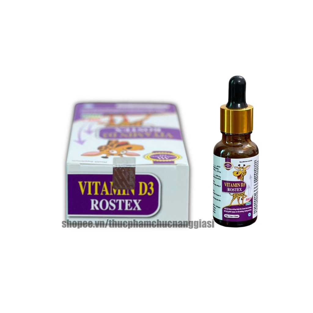Siro cho bé Vitamin d3 k2, bổ sung vitamin d hỗ trợ hấp thu canxi, tăng chiều cao, giảm còi xương - Chai 15ml