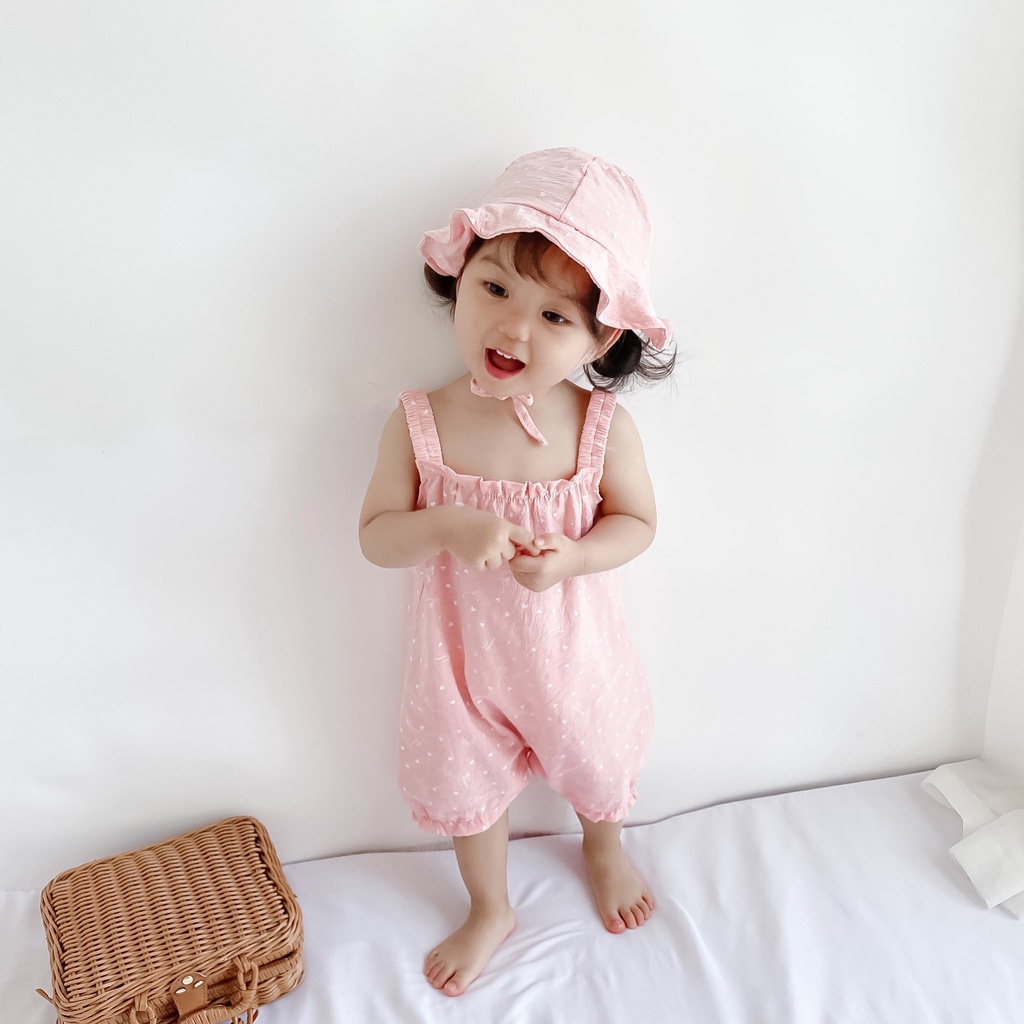 Bộ 2 Cái Gồm Áo Liền Quần + Mũ Dễ Thương Cho Bé Sơ Sinh
