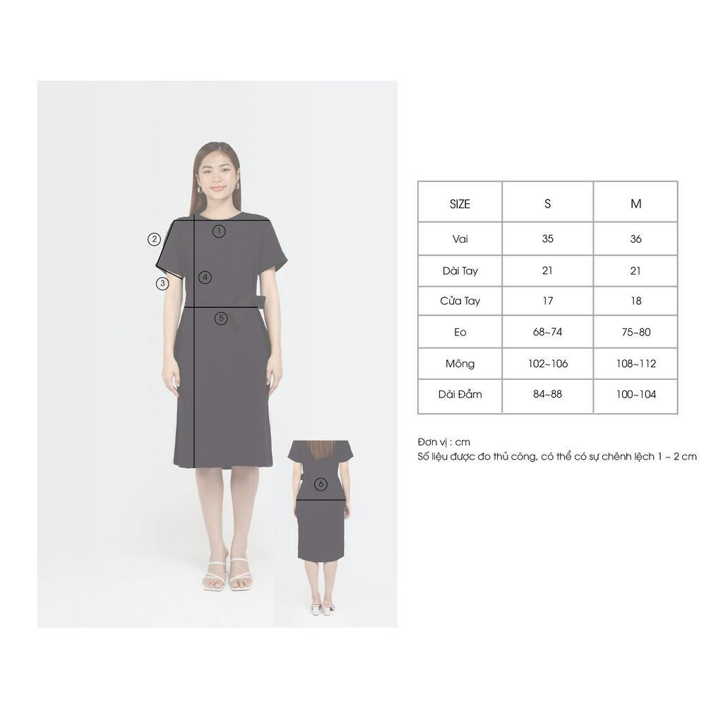 Đầm Suông Thắt Eo E.studio Lụa Cát (*Navy)