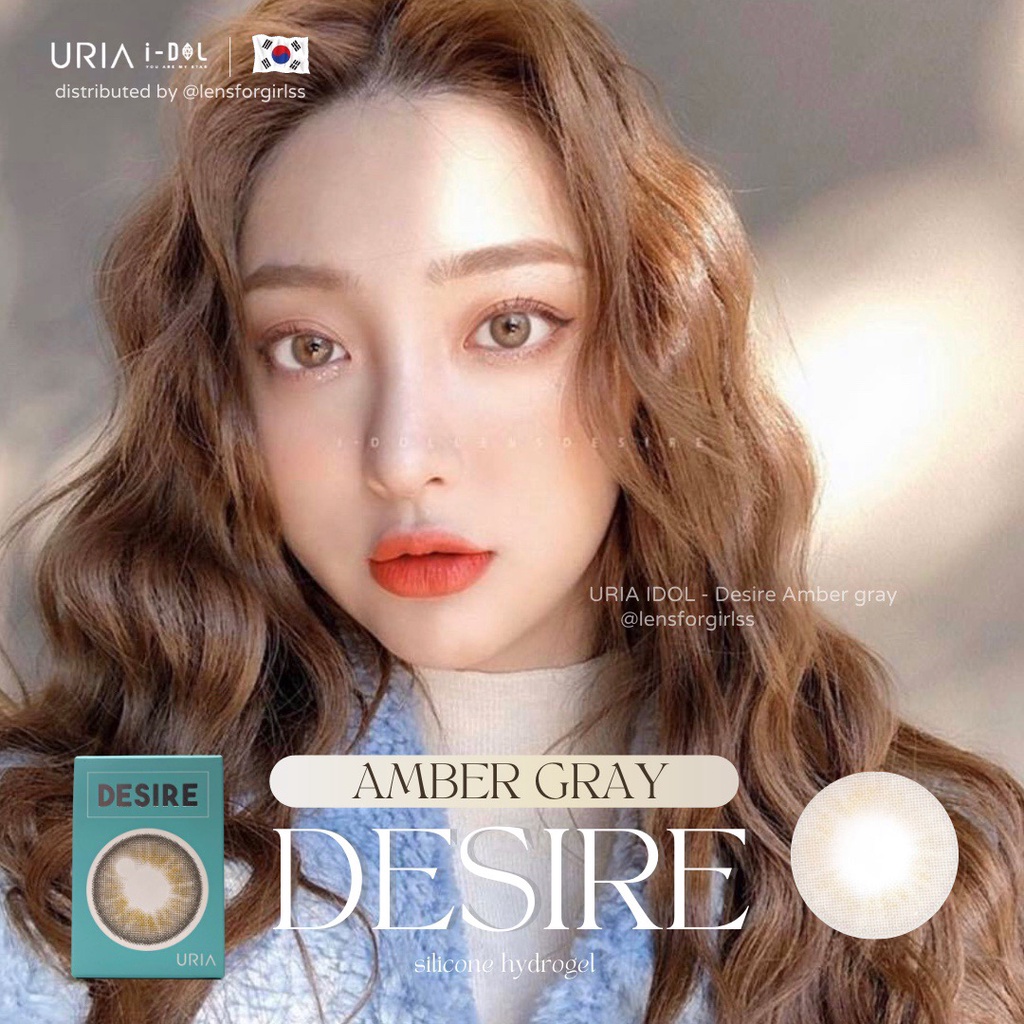 Kính áp tròng cao cấp cho mắt nhạy cảm Desire Amber Gray chính hãng IDOL LENS | HSD 8-12 tháng | Lens cận