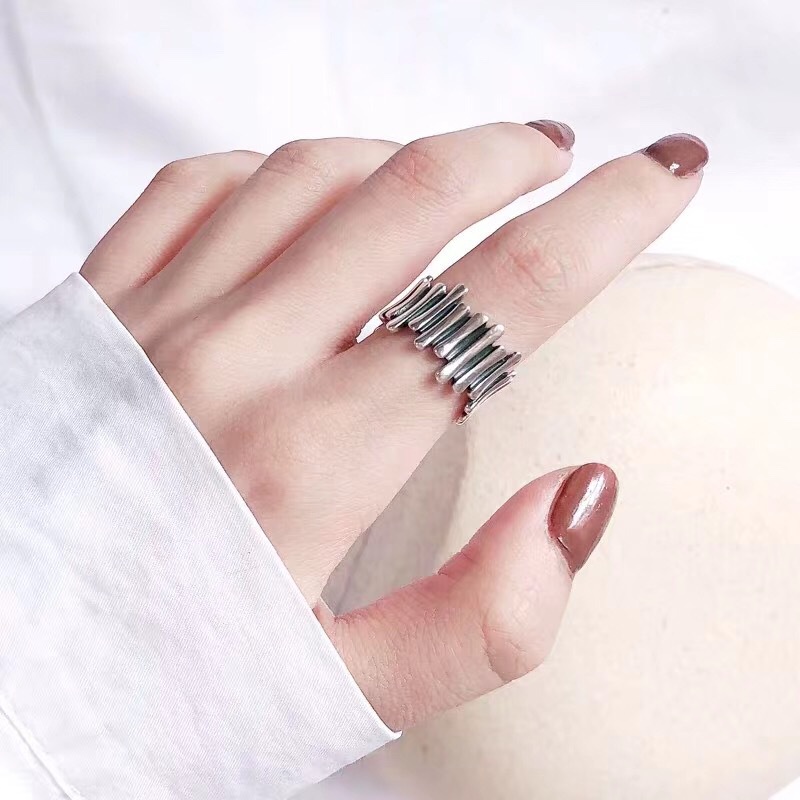 Nhẫn Nam Bạc Mảnh Ghép Han Ring Đẹp Cá Tính Unisex HipHop Basic Ngầu Trơn Nam Lucifer Store Nhẫn Titan Không Gỉ -Han Rin