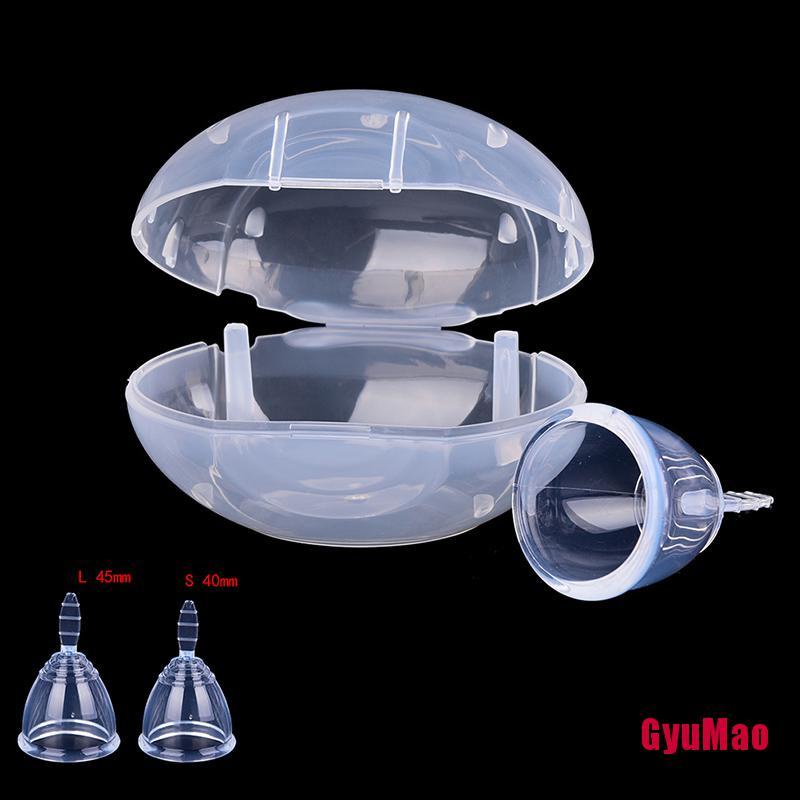 Cốc Nguyệt San Trong Suốt Bằng Silicone Có Thể Tái Sử Dụng Kèm Vỏ Đựng Tiện Lợi