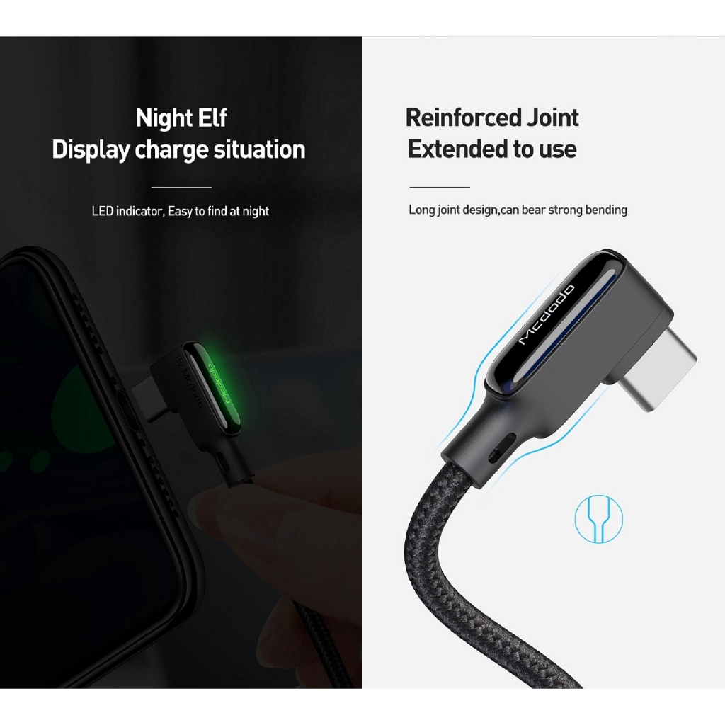 Cáp sạc điện thoại di động trên xe hơi bẻ góc 90 độ 3A Type C QC4.0