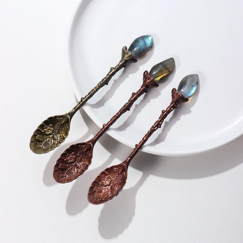 YIYU Muỗng Khuấy Cà Phê Hình Tròn Bằng Gỗ Tự Nhiên