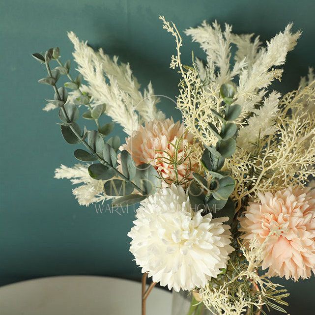 Bó hoa giả hoa cúc màu nude Bắc Âu decor trang trí sang trọng - AM Decor