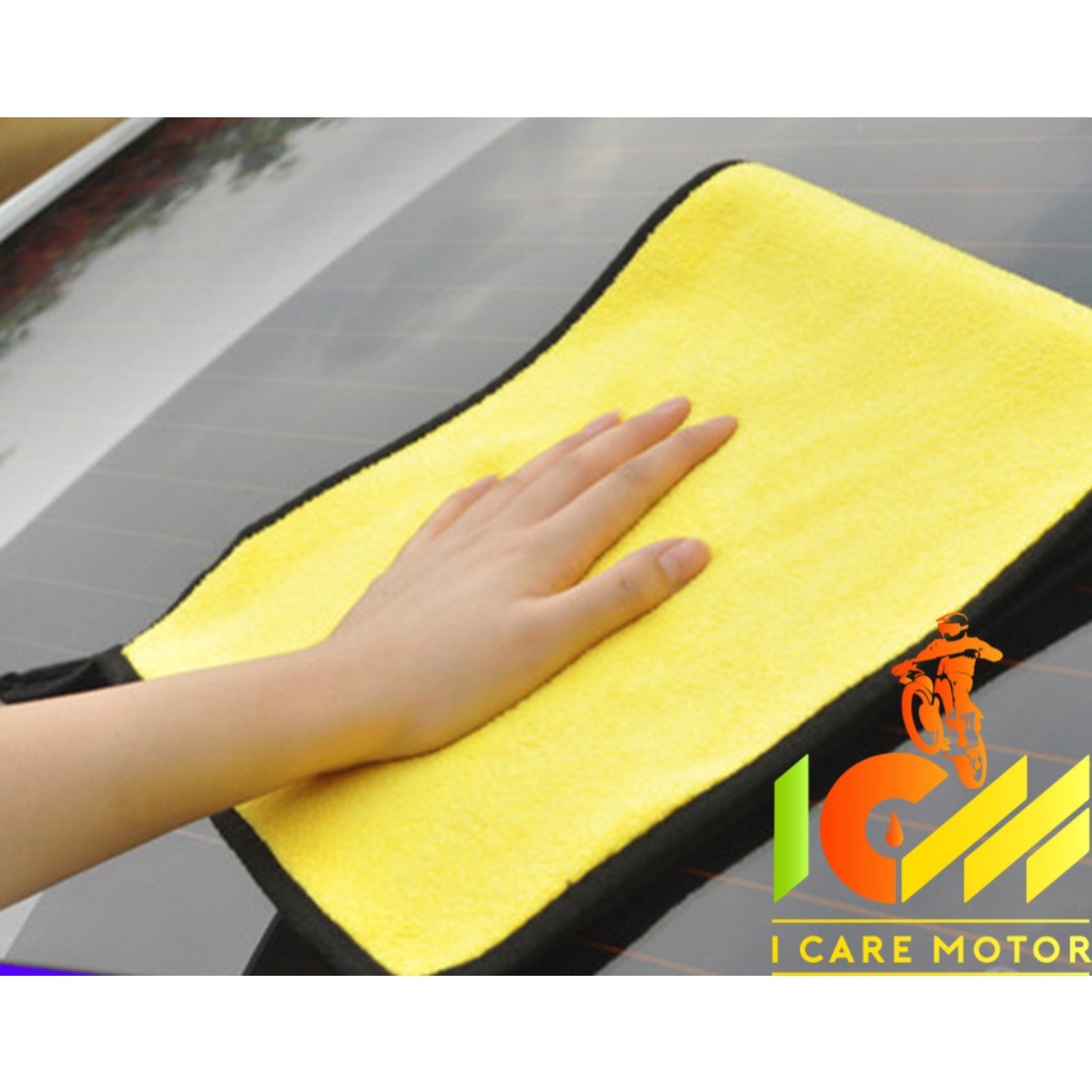 Khăn Lau Đa Năng Microfiber 2 Mặt Vàng - Xám Siêu Thấm Cực Dày Không Đổ Lông Chuyên Dụng Cho Ô Tô Xe Hơi Và Xe Máy