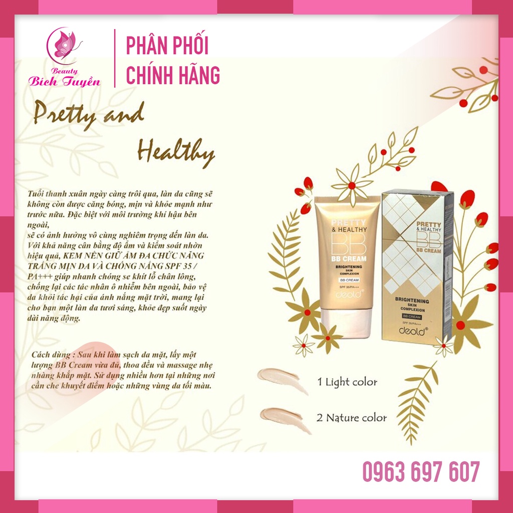 Kem Nền BB Đa Chức Năng, Chống Nắng, Làm Trắng Se Khít Lỗ Chân Lông Deold Pretty &amp; Healthy BB Cream SPF 35 PA+++ 40ml