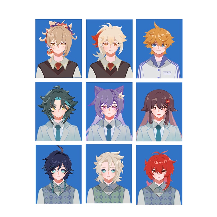 Postcard ảnh thẻ GENSHIN IMPACT 9.5x12cm đủ 9 nhân vật