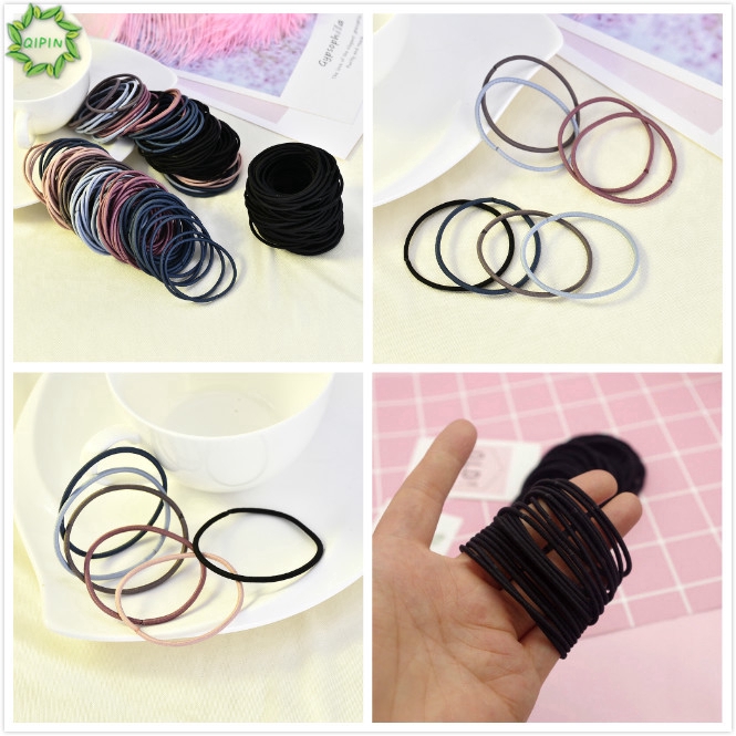 Bộ 100 sợi dây thun cột tóc màu trơn cao cấp