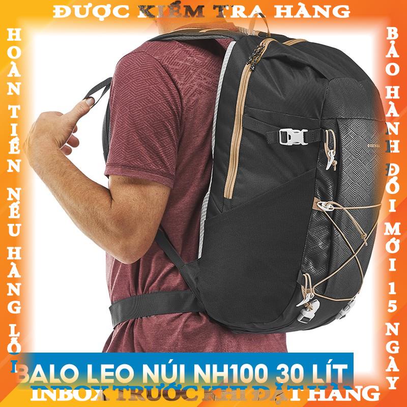 Balo thể thao leo núi, dã ngoại QUECHUA nh100 30 lít - đen trangoc