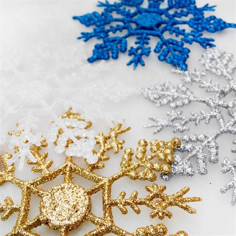 Bộ 12 hoa tuyết trang trí cây thông Giáng Sinh bằng PVC lấp lánh