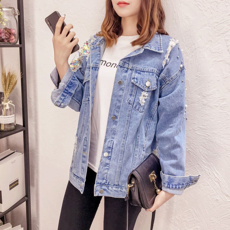 Áo Khoác Denim Dáng Rộng Size Lớn Thời Trang Mùa Xuân Hàn Quốc