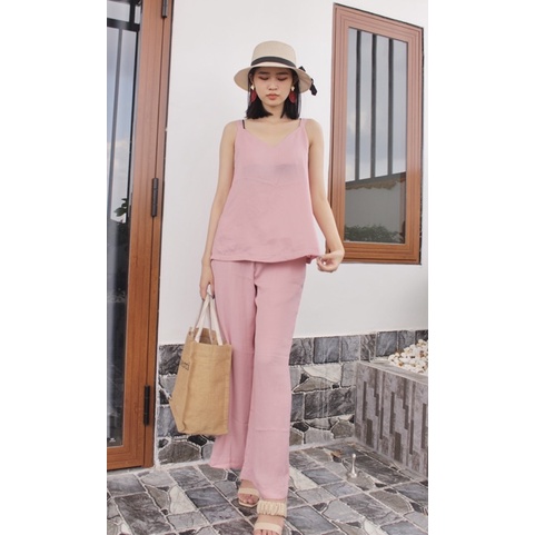 Set đồ nữ - áo 2 dây nhỏ - quần lưng thun chất vải lụa nữ tính hàng thiết kế