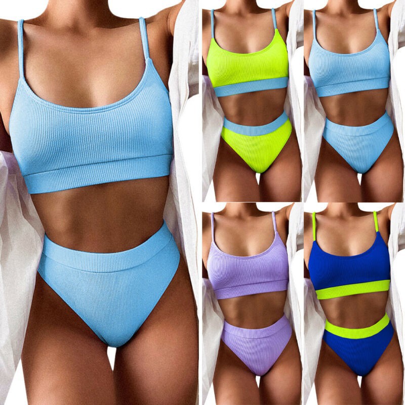 Bikini Cạp Cao Màu Trơn Dành Cho Nữ | BigBuy360 - bigbuy360.vn