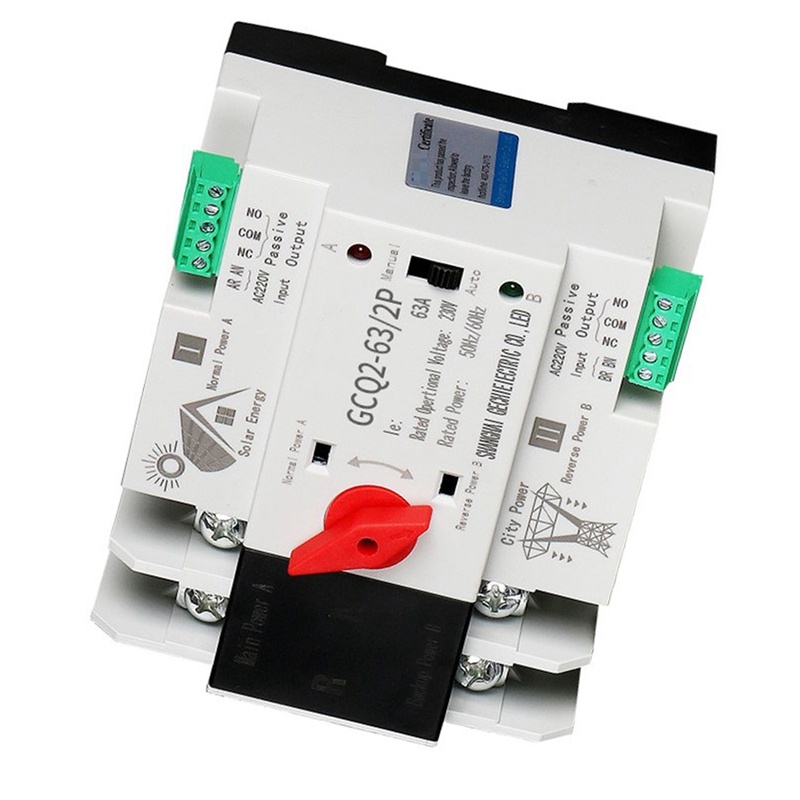 Hệ Thống Chuyển Đổi Năng Lượng Mặt Trời ATS Tự Động Din Rail 2P 63A AC220V ATS PV