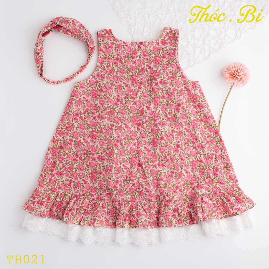 Váy hoa xinh cho bé thiết kế của Thóc Bi có size chị em
