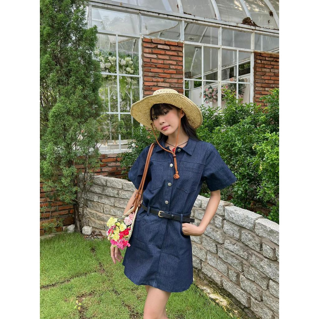 Đầm tay ngắn cổ sơmi có nhấn eo BRIONA DRESS