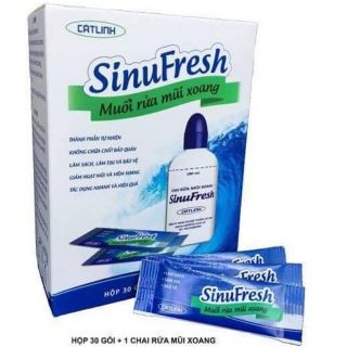 Bình rửa mũi + 30 gói muối rửa mũi xoang cát linh mẫu mới sinufresh