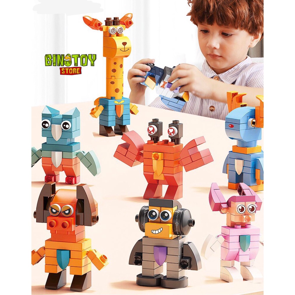 Bộ lego, ghép hình động vật cao cấp, size Duplo FEELO cho bé, 230, 330 và 460 chi tiết, BINO 079