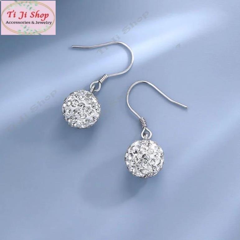 BÔNG TAI NỮ INOX  TÒN TEN TRÁI CHÂU XOÀN TRẮNG  - đẹp, không đen