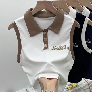 Áo Sát Nách Cổ polo Phong Cách Retro Mỹ Thời Trang Mùa Hè Quyến Rũ Cho Nữ