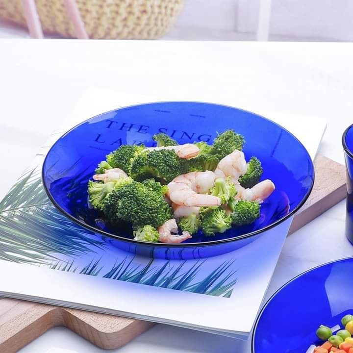 Bộ 2 dĩa D3007F Duralex - Lys Xanh Saphir 19.5cm Thủy tinh cường lực cao cấp Pháp