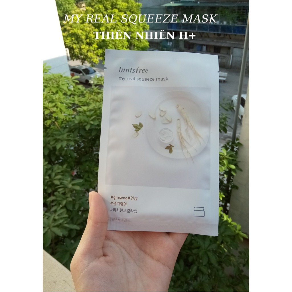 Combo 10 mặt nạ giấy nhân sâm innisfree Hàn Quốc 20ml My real squeeze mask