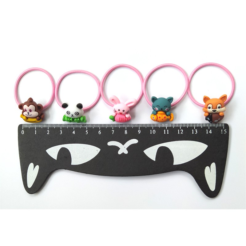 Set 2 Dây Cột Tóc Co Giãn Hình Gấu Trúc / Thỏ Dễ Thương Cho Bé Gái