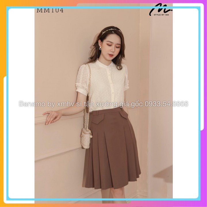 Chân váy xòe midi túi nắp màu đen nâu thời trang Banamo Fashion 5322 | BigBuy360 - bigbuy360.vn