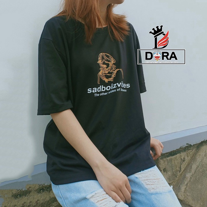 Áo thun cotton Thái form rộng tay lỡ in hình sadboiz chất ngầu cặp đôi nam nữ