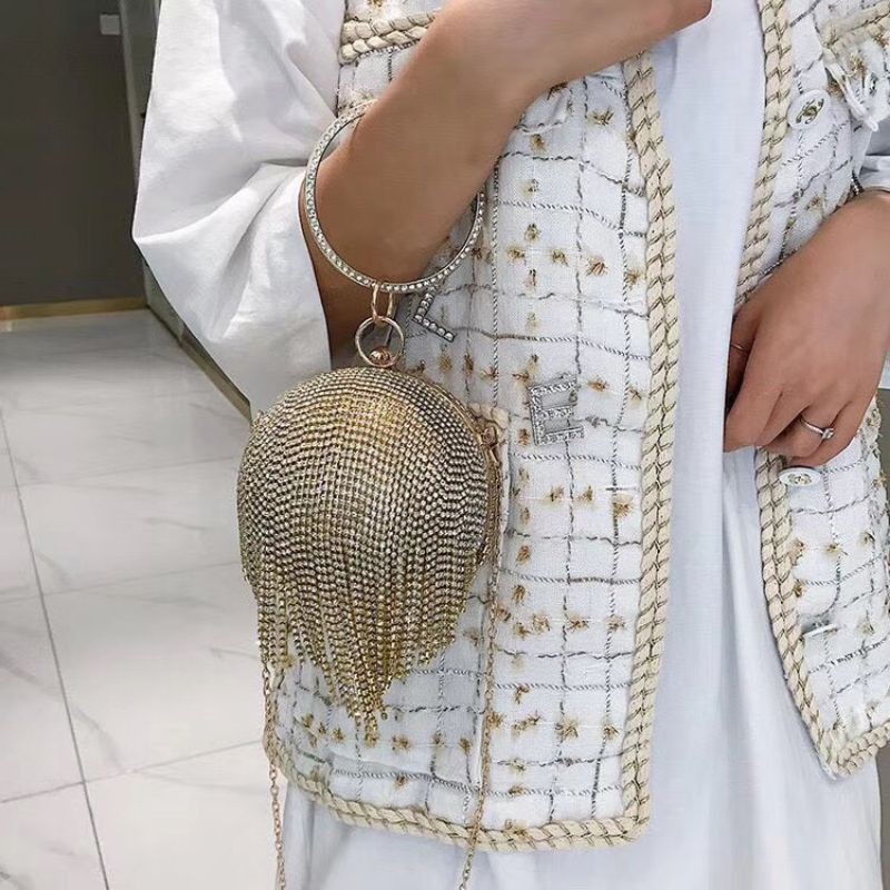 cốp tròn đính đá cầm tay đi tiệc có hộp | BigBuy360 - bigbuy360.vn