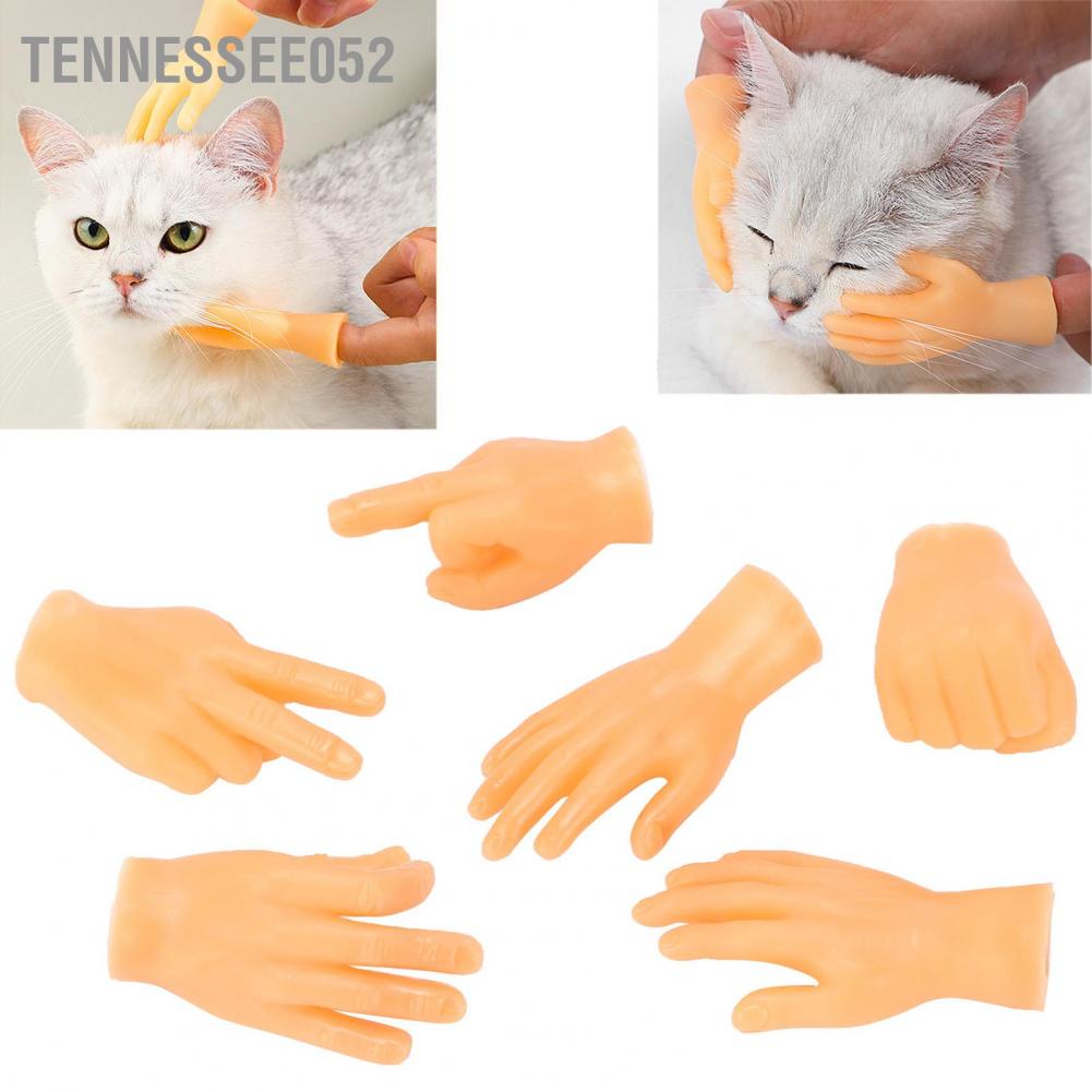 Hàng Sẵn Bộ 6 Đồ chơi hình bàn tay mini đeo ngón tay vui nhộn dùng mát xa cho mèo【Tennessee052】