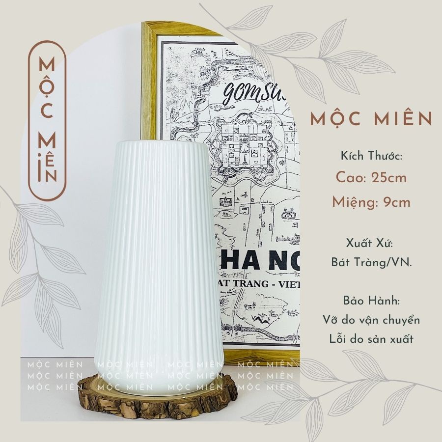 Bình gốm men Trắng lọ hoa decor trang trí nhiều mẫu. Mộc Miện, gốm sứ bát tràng