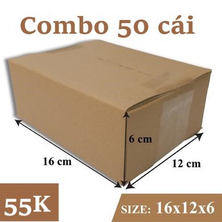 Combo 50 thùng 16x12x6cm thùng carton hộp carton 3 lớp sóng Thùng đóng hàng chuyên dụng Chất liệu giấy cứng