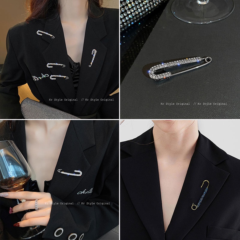Trâm Cài Áo Đính Đá Bằng Kim Loại Cho Nữ