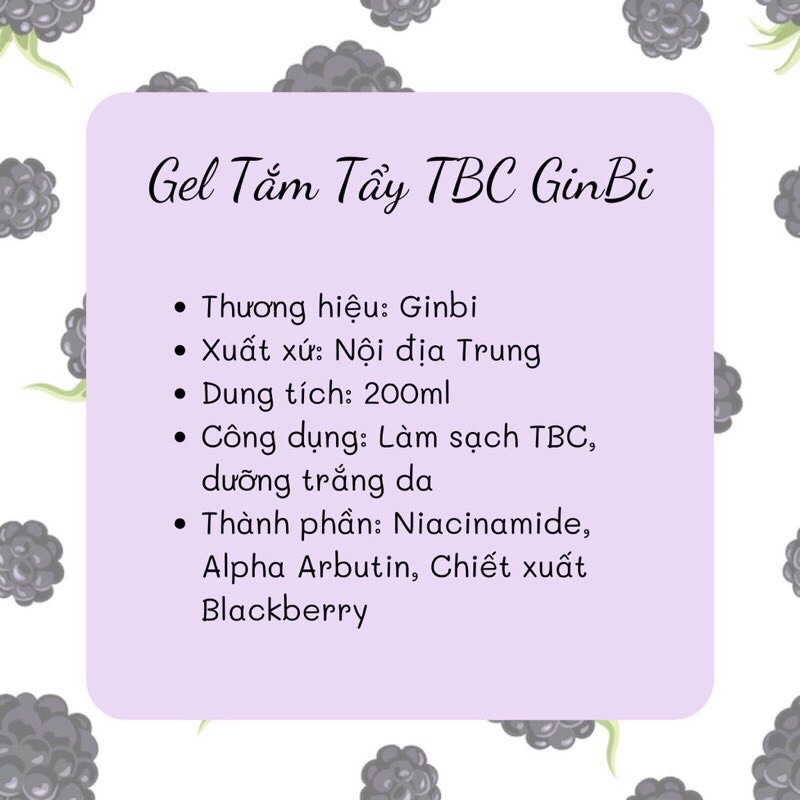 Gel Tẩy Tế Bào Chết Toàn Thân Mâm Xôi Đen GinBi 200ml | Chiết Xuất Mâm Xôi Đen Dưỡng Trắng Da An Toàn, Hiệu Quả