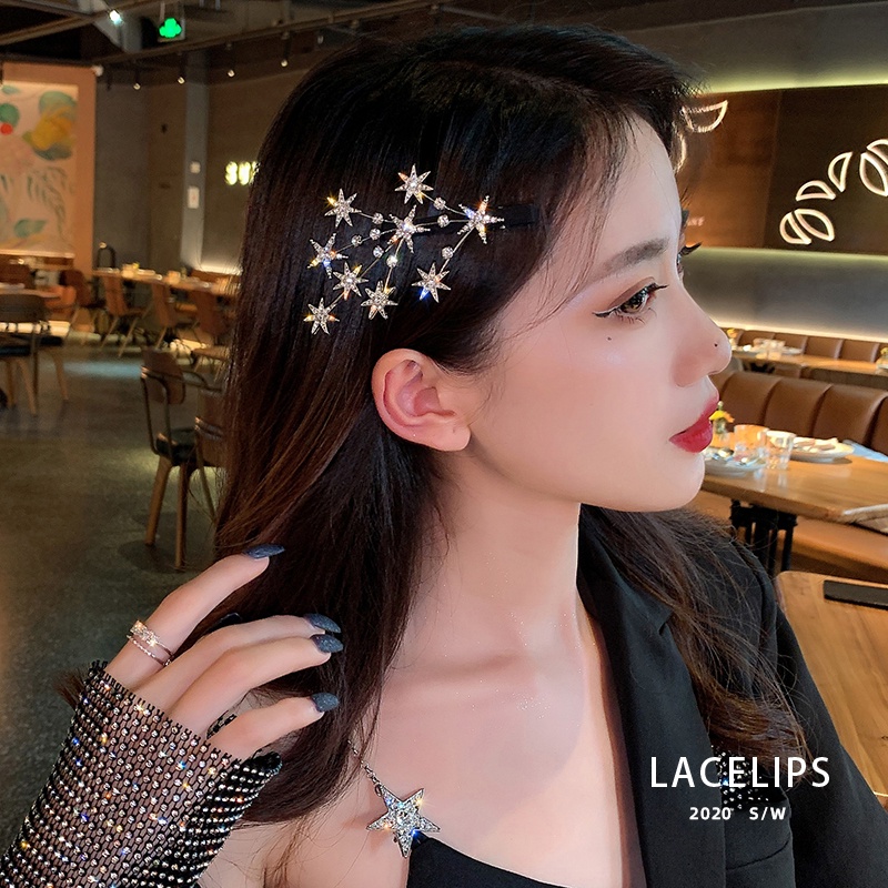 Kẹp tóc hình ngôi sao đính đá phong cách Hàn Quốc sang trọng cho nữ