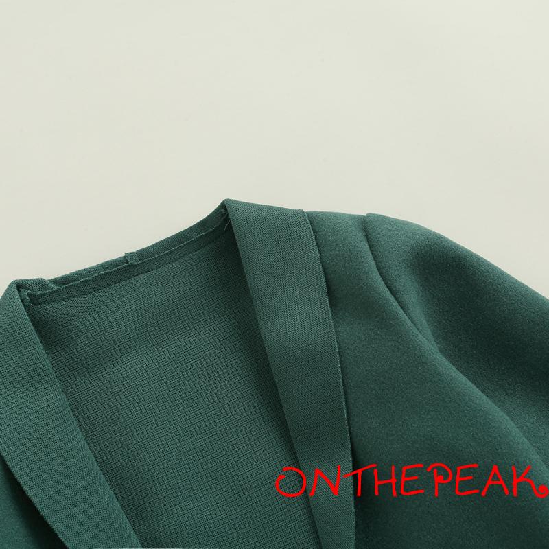 Áo khoác cardigan tay dài màu trơn có túi trước màu xanh lá/đen/nâu xinh xắn cho bé gái