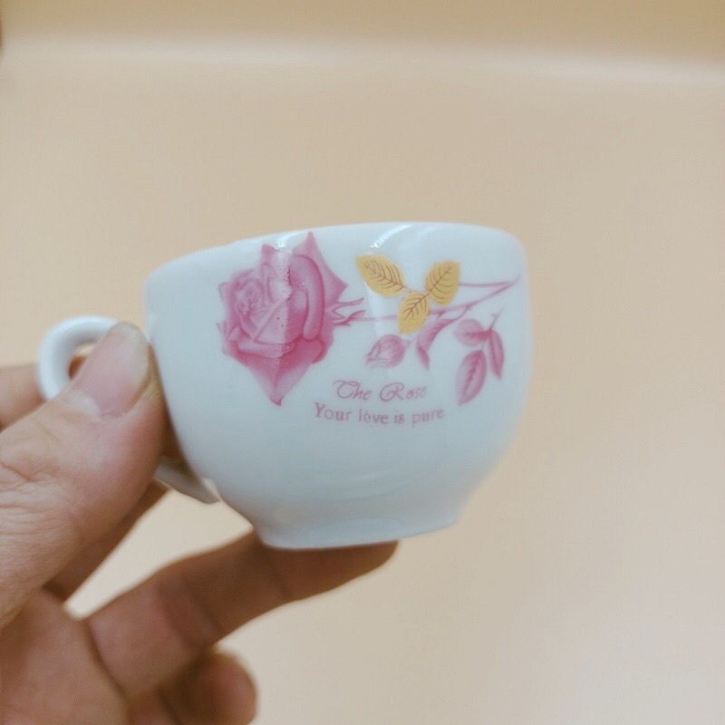 Combo 6 chén  nước  hoa Hồng  bát  tràng  hai  mẫu  hoa
